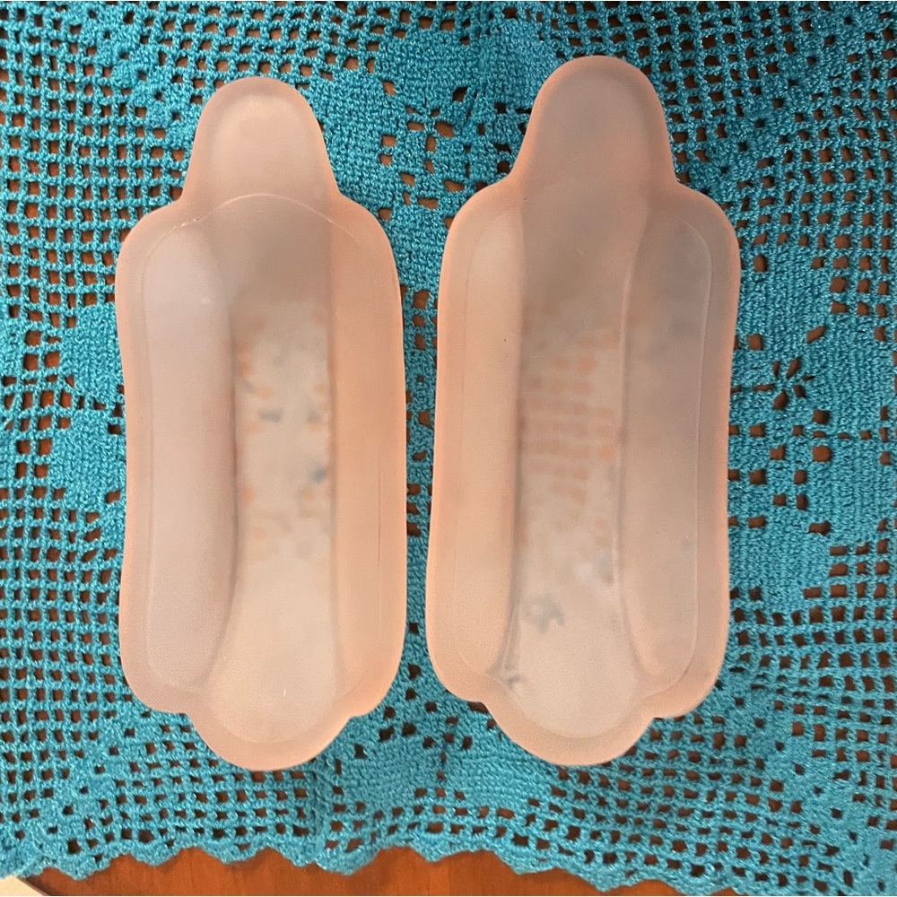 Vintage pink frosted glass banana‎ boats